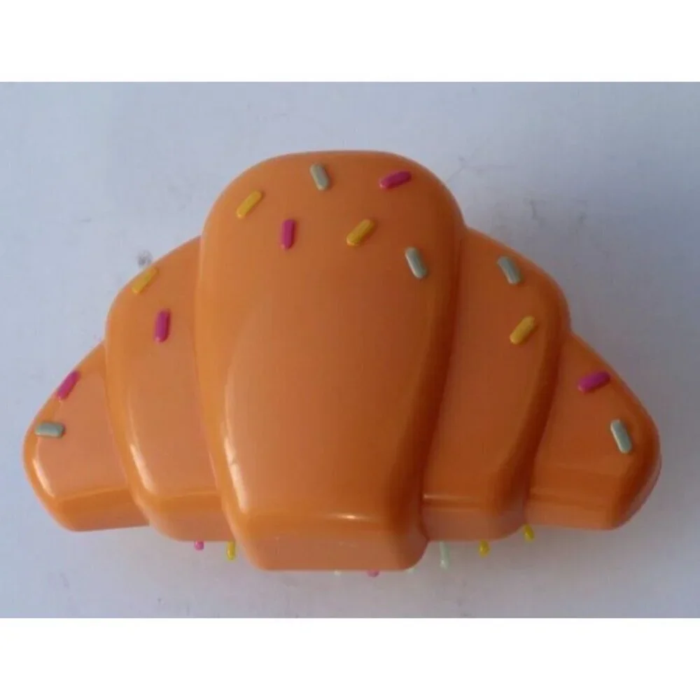New Croissant-Shaped Hair Brush with Sprinkles - Fun & Unique Detangling Tool